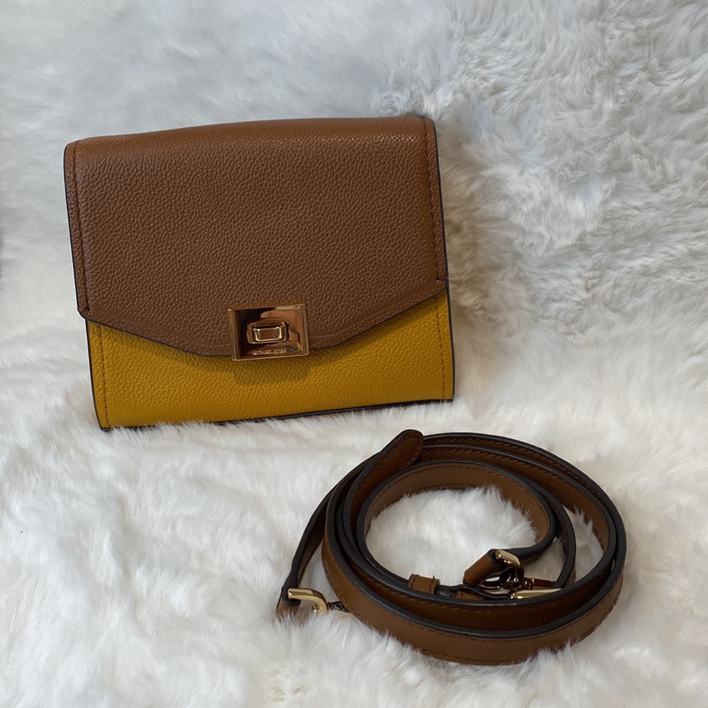 Micheal Kors Crossbody Yellow/Brown Leather Purse